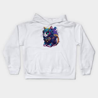 Colorful Robotic Cat Kids Hoodie